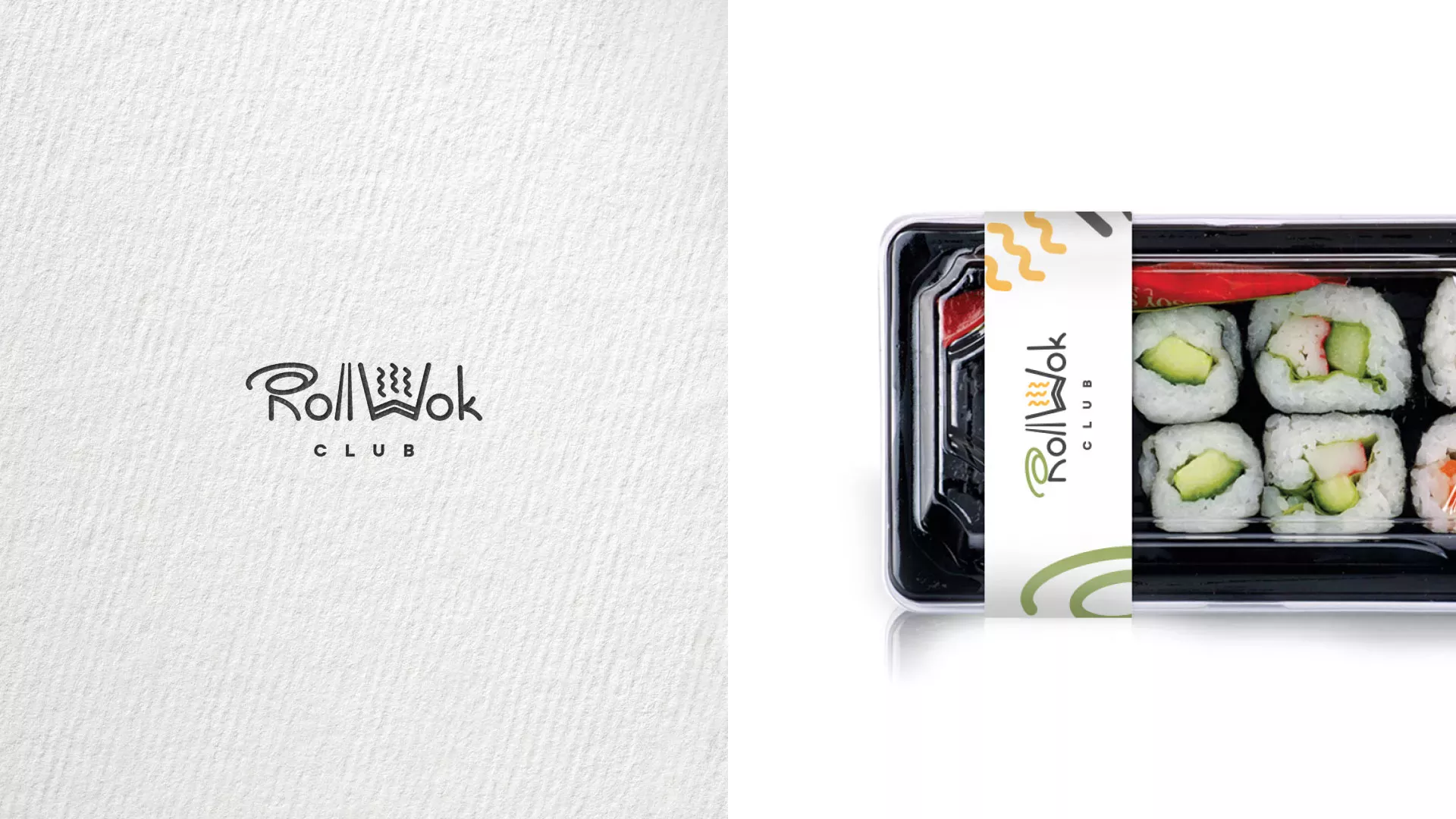 Разработка логотипа и фирменного стиля суши-бара «Roll Wok Club» в Мещовске